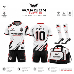 High Quality Unisex Soccer Uniform Kit Sublimation 100% Polyester Football Teamwear Jersey Short Socks Set - Product Image 1