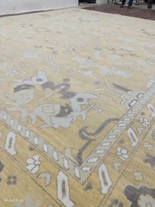 Tapis moderne floral jaune et crème de qualité supérieure pour salon, tapis en laine noué à la main |   Broderie abstraite pour enfants et chambre à coucher - Product Image 4