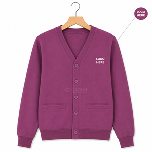 Cardigan tricoté violet à col en V Cosh International Sisterhood Sorority, manches longues, décontracté, couleur unie, boutonné devant - Product Image 5
