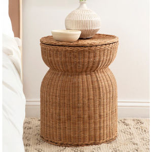 Tabouret en rotin fait main, meubles tissés naturels, tabouret décoratif d'appoint, fabricant, usine, grossiste, exportateur - Product Image 1