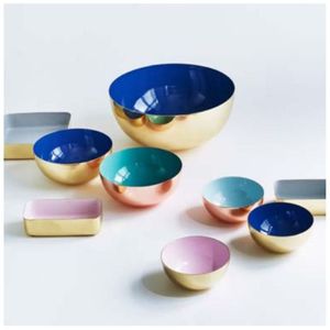 Elegante Juego de Tazones para Servir de Metal Martillado |   Tazones Decorativos con Relieve para Ensaladas, Decoración de Cocina para el Hogar, Plato de Lujo para Frutas, Dulces y Bocadillos - Product Image 2