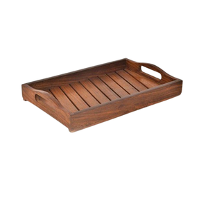 Bandeja Rectangular de Madera de Acacia de Calidad Estándar con Asas, Ecológica, con Ranuras, para Servir, Decoración de Mesa de Cocina y Comedor - Product Image 1