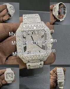 Montre à quartz pour homme en acier inoxydable et moissanite, boîtier carré, style hip-hop, résistante à l'eau 10 bars - Product Image 2