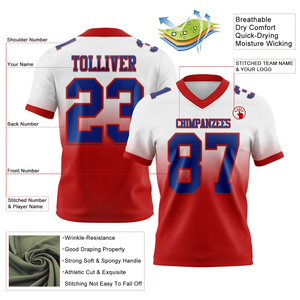 Maillot de football blanc personnalisé, maille rouge royale, authentique, style délavé, streetwear, t-shirt maillot américain en maille, léger, coupe oversize - Product Image 3