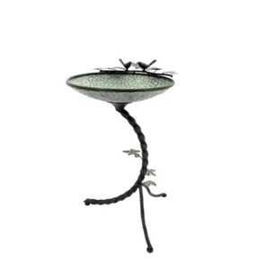 Vintage Gazebo <b>Bird</b> Feeder Pedestal <b>Standing</b> Metal <b>Bird</b> House Seed Station with Roof and <b>Bird</b> Figurine for Garden Outdoor Yard - Product Image 3