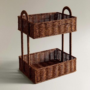 Eye-catching Handwoven Rattan 2-Shelf Countertop Organizer Top Selected Essentials For Bathroom <b>Vanity</b> & Kitchen Spice Storage - Product Image 1