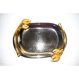 Highest Quality <b>Mini</b> Hammered Serving Tray With Gold Floral Design Classic Kitchen Dining <b>Table</b> Decorative Food Serving Tray - Product Image 6