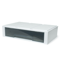 Grand Organisateur de Rangement Modulaire Empilable pour Bureau avec Tiroirs Systématiques, Meuble de Rangement en Plastique Transparent pour Documents A4