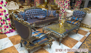 Baroque Style Hand Carved Living Room Furniture Handmade Wooden <b>7</b>-<b>Seater</b> <b>Sofa</b> Set for Home Luxurious Hand Carved Living Room - Product Image 2