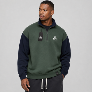 Sudadera con capucha de algodón 100% personalizada OEM/ODM con cremallera de un cuarto, diseño de bloques de color, bordado y estampado de logotipo, ideal para invierno. - Product Image 4