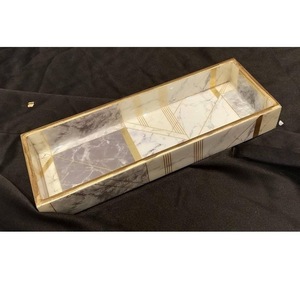 Plateau de service rectangulaire gravé et poli en MDF laqué ILAHI - à un seul niveau, style américain, biodégradable, qualité alimentaire, compatible lave-vaisselle - Product Image 4