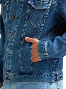 Men's Eco-Friendly Classic <b>Denim</b> <b>Jacket</b> Solid Color Turn-down Collar Single Button Closure Casual Style Autumn Regular Fit 100% - Product Image 4