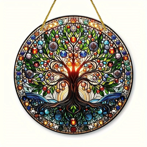 CIFbuy Decorazione da Parete in Acrilico con Bordi Lisci per Interni ed Esterni, Design Colorato Albero della Vita in Vetro Colorato per Decorazioni in Cristallo - Product Image 5