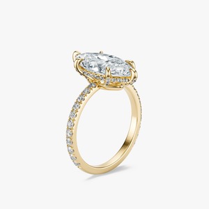 Anillo de Compromiso Solitario con Diamante Cultivado en Laboratorio de Corte Marquesa de 5.5 Quilates, Oro de 14K, Micro Pavé, Joyería Fina de Lujo, Roy Diamond - Product Image 1