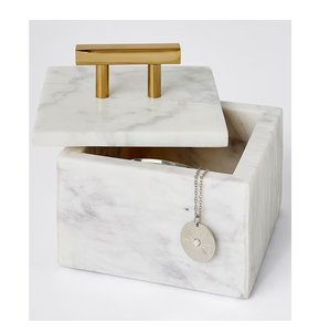 Marble Jewelry Box Best Quality White Stone Square Shape Cosmetic Jewelry Marble Storage Box For <b>Sale</b> - Product Image 5