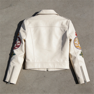<b>Women</b>’s Cropped PU Leather Letterman <b>Jacket</b> Custom Embroidery <b>Zip</b>-<b>Up</b> Streetwear Motorcycle Style - Product Image 2