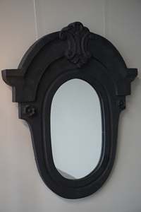 Miroir mural antique en bois sculpté noir mat, miroir décoratif vintage orné pour la maison, la chambre, le couloir, décoration d'appoint - Product Image 3