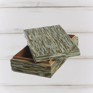 Boîte à bijoux ovale en rotin de luxe moderne, faite à la main, avec incrustation d'os et logo personnalisé FAIZA CRAFT, écologique, pour femmes, vente en gros - Product Image 6