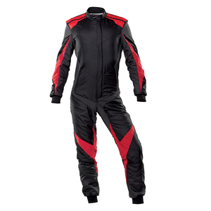 High Quality Windproof Breathable Kart Racing Suits Black <b>Red</b> Custom Size Front Zipper Fitted Lightweight Unisex Go Kart Suits - Product Image 1