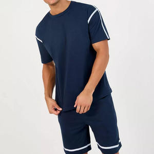 Ensemble de survêtement 2 pièces pour homme en coton tissé épais, séchage rapide, idéal pour le sport et la gym, collection été, vente en gros - Product Image 6