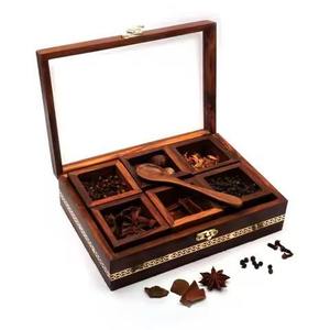 Artisan Wooden Spice <b>Box</b> Storage for Kitchen Counter Masala Collection <b>Herbs</b> Seasonings and Culinary Convenience - Product Image 2