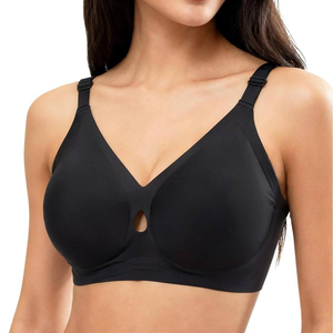 Sujetador deportivo sin costuras para mujer, copa tres cuartos, tirantes ajustables, espalda cruzada, color liso, tejido de punto, elastano y nailon - Product Image 2