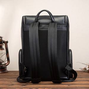 Secure Anti-Theft Leather <b>Backpack</b> <b>Waterproof</b> Vintage Laptop Rucksack Genuine Leather Travel Bag LBP-0329 - Product Image 4