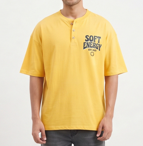 Baggy <strong>Men's</strong> Oversized <strong>Henley</strong> T-Shirt Short Sleeve Lightweight Casual Print Cotton Jersey Breathable Loose Fit <strong>Henley</strong> <strong>Top</strong> <strong>Men's</strong> - Product Image 5