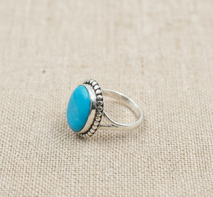 Pure 925 Sterling Silver Turquoise Gemstone <b>Ring</b> Oval Boho Vintage <b>Statement</b> <b>Ring</b> Rose Gold Yellow Gold Plated Jewelry Unisex - Product Image 4