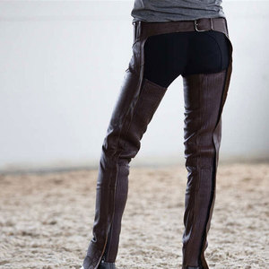 Classic Style Men’s Horse <b>Riding</b> Full <b>Chaps</b> Premium Brown Top Quality Leather Equestrian <b>Riding</b> Leg Protection Durable - Product Image 2