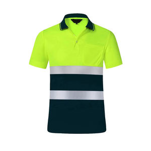T-shirt de travail pour homme à deux tons, manches courtes et bandes réfléchissantes, polo de sécurité – Vente chaude à prix abordable - Product Image 6
