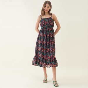 Vestido de Verano sin Mangas con Estampado Floral Negro de Alta Calidad para Mujer, para Usar en la Playa o Diariamente, Precio de Venta para Exportación - Product Image 1
