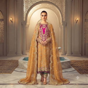 Robe de mariée traditionnelle indienne et pakistanaise en soie Salwar Kameez pour femmes, longueur cheville, brodée, coupe classique - Product Image 3