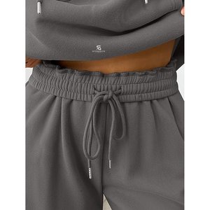 Women Oversized Cotton <b>Fleece</b> Hooded Tracksuit Trousers Set Casual Winter Wear Loose Fit Pullover Sweatshirt Side Pocket <b>Pants</b> - Product Image 3