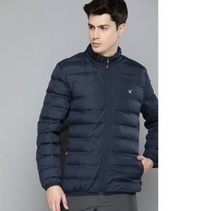 Chaqueta Acolchada Azul Marino para Hombre, Cuello Alto, Cierre Frontal con Cremallera, Resistente al Viento, Informal, para Invierno, Color Sólido, Corte Ajustado, Relleno de Poliéster - Product Image 6