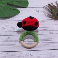 Sonajeros de Madera de Algodón para Bebé Hechos a Mano, Pulsera de Animales de Dibujos Animados, Campana de Mano, Muñeco Relajante, Juguetes Promocionales