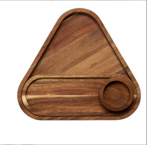 Bandeja Triangular Creativa de Madera para Té y Frutas Chinas, Bandeja de Madera de Acacia para Postres y Pan, Bandeja de Madera Maciza - Product Image 1