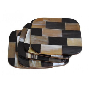 Luxury Natural Eco-Friendly Customizable Buffalo Horn <b>Coasters</b> High-Polished Mats Wine <b>Beer</b> Coffee Tea Classic Style India - Product Image 4