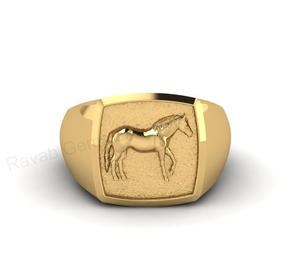 18k Gold Plated 925 Solid Silver 14mm Cushion Horse Head Motif Memento Mori Signet <b>Ring</b> Equestrian Fine Jewelry Gift <b>for</b> <b>Men</b> - Product Image 2