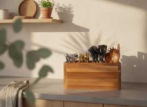 Wooden Three Tier Storage Rack Round Minimalist Style Durable Standing Type For Bathroom Use standing type with <b>drawer</b> - Product Image 3