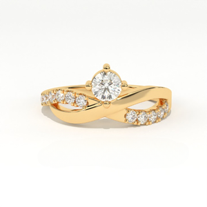 Anillo de Compromiso Aarinya con Diamante Cultivado en Laboratorio, Chapado en Oro de 14K, Certificado IGI, Corte Brillante, Engaste Pavé, Diseño Infinito de Lujo - Product Image 1