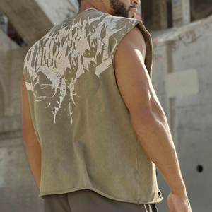 Printed Acid Wash & <b>Distress</b> Man Tanktops <b>Top</b> Notch Quality Number1 In The Market Unique High Quality - Product Image 2