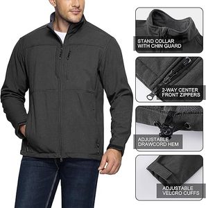 Mens softshell jacket lightweight <b>waterproof</b> windproof breathable and <b>warm</b> suitable for hiking camping - Product Image 2