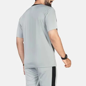 Men's Gray Black Raglan Sleeve Tracksuit Crew Neck Short Sleeve <b>T</b>-<b>Shirt</b> Full Length Pants Side Pockets Breathable Sporty Style - Product Image 6
