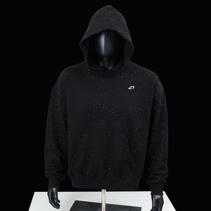 Sweat-shirts à strass minimalistes en molleton de coton, coupe oversize, style streetwear, design épuré, commande en gros, approvisionnement direct usine - Product Image 5