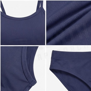 Ensemble de yoga 2 pièces imprimé papillon bleu avec finition dorée, body à col en V profond et jupe portefeuille longueur genou - Product Image 4
