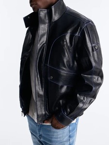 Chaqueta de Cuero Genuino Negra, Ecológica y Resistente al Viento, Estilo Urbano, Nick Jonas 2026 - Product Image 2
