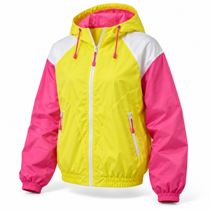 Neon <b>Pink</b> Cape Sleeve Windbreaker <b>Jacket</b> Lightweight Windproof Outdoor Rain Shell Unisex Sports Workwear Export Wholesale Label - Product Image 3