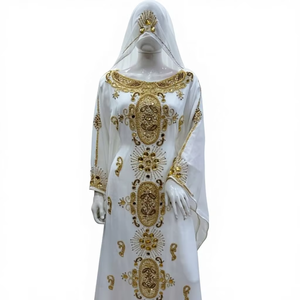 ชุดกะฟตันแบบดั้งเดิมของผู้หญิงมุสลิมในดูไบปี 2026 สีสันสวยงามพร้อมดีไซน์แบบโมร็อกโกประดับด้วยลูกปัดหินทำมือ ชุดเดรสผ้าจอร์เจียร์ - Product Image 1