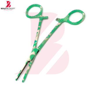 Pinza Hemostática Recta de 5.5 Pulgadas, Pinza de Sujeción Dentada de Acero Inoxidable con Patrón de Corazón Verde, Reutilizable, Manual, Quirúrgica, para Hospital - Product Image 4
